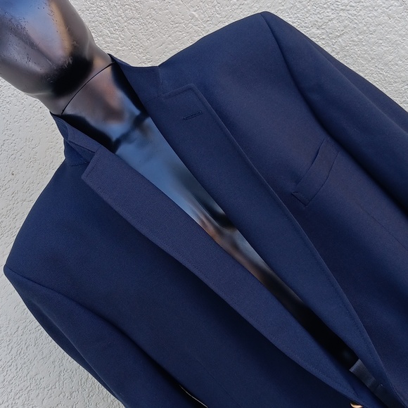 GARRISON PARK MEN'S VINTAGE PURE WOOL NAVY BLUE BLAZER W/GOLD BUTTON ACCENTS - Picture 13 of 17